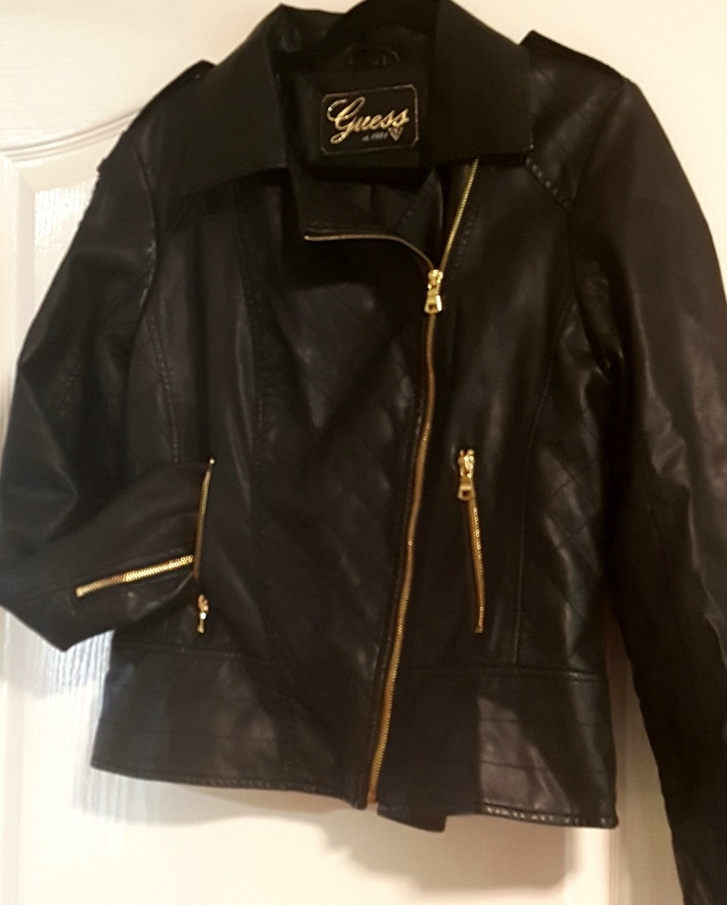 Black leather bomber jacket
